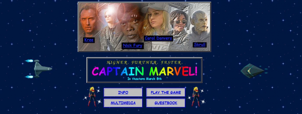 Le site officiel de Captain Marvel vous ramène dans les méandres de l'internet des années 90