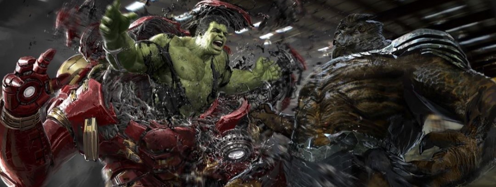 Hulk explose de l'intérieur la Hulkbuster dans un concept-art d'Avengers : Infinity War