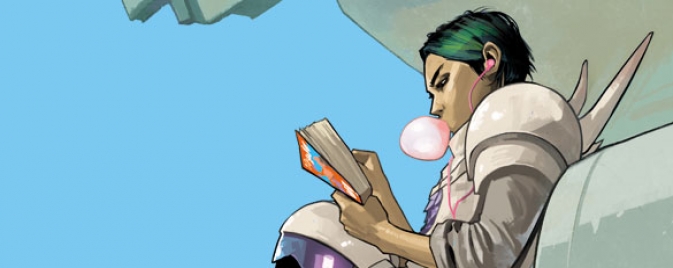 Un ex-libris signé par Fiona Staples pour l'achat de Saga Tome 2 chez Super Héros