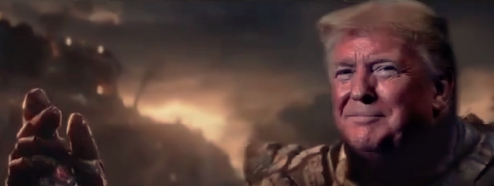 Ivres, les équipes de campagne de Donald Trump le dépeignent comme le Thanos d'Avengers : Endgame