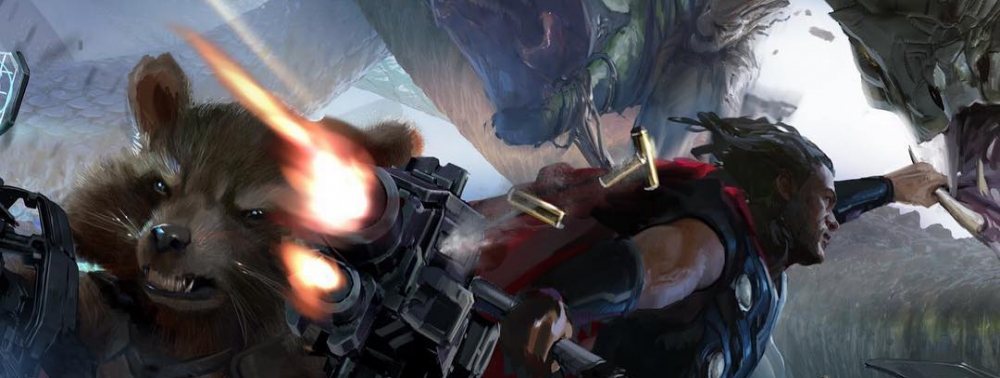 Thor et Rocket Raccoon affrontent des serpents géants en concept art d'Avengers : Infinity War