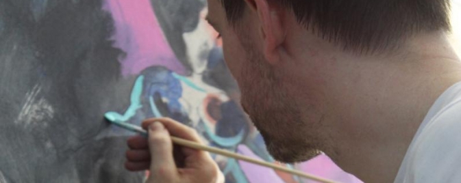Mike Huddleston en live painting à Comics Records le 13 décembre