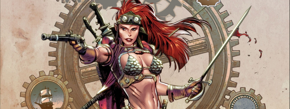 Katana Collins au travail sur un titre Legenderry Red Sonja, la version steampunk de l'héroïne