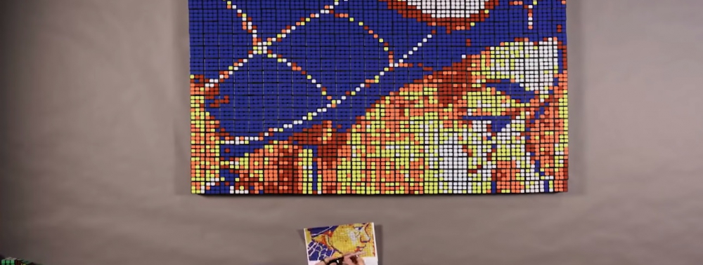 Spider-Verse : un artiste réalise l'affiche du film en Rubik's Cube (pourquoi ?)